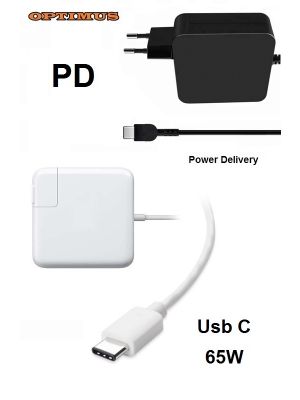 Optimus PD (power delivery) fast charger, 65w (5v/3a, 9v/3a, 12v/3a, 15v/3a, 20v/3.25a)