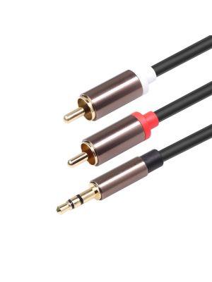 Optimus audio kabel 3.5mm muški na 2x6.3mm muški/muški, 3m, crni